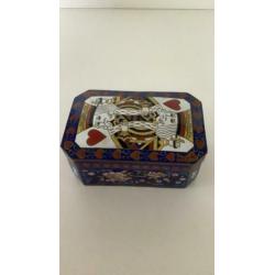 Vintage kaartendoos voor 2 sets speelkaarten 10x 6,5 cm,
