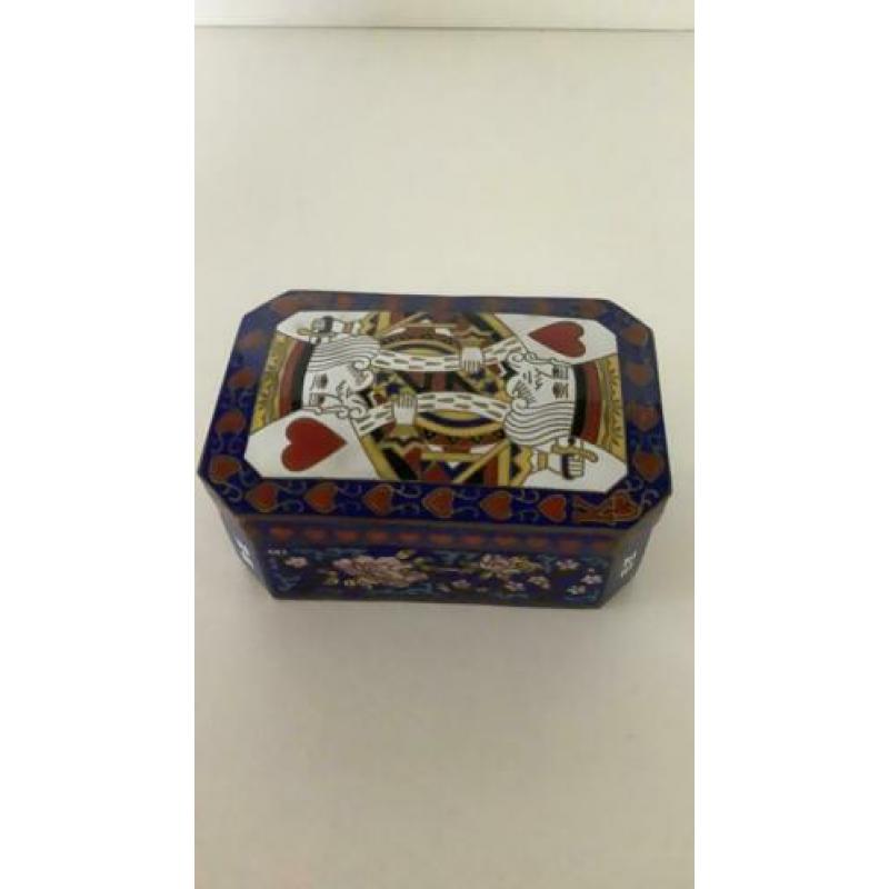 Vintage kaartendoos voor 2 sets speelkaarten 10x 6,5 cm,