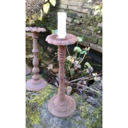 6 stuks gietijzeren kandelaar (oud, brocante)