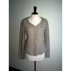 katoenen bouclé MONARI vest / jasje mt. 38 met franjes