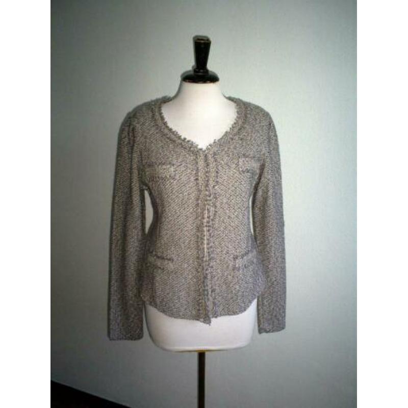 katoenen bouclé MONARI vest / jasje mt. 38 met franjes
