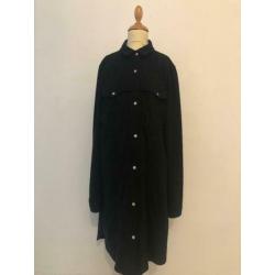 Zwarte Lange Suède Blouse met Franjes - Maat S