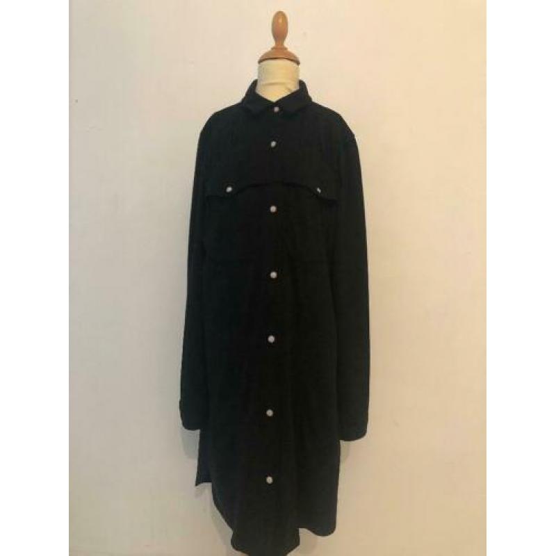 Zwarte Lange Suède Blouse met Franjes - Maat S