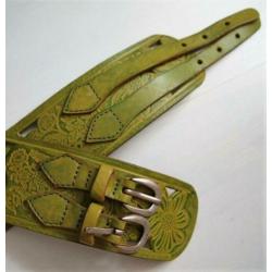 Dames leren riem met bloemen design - Maat 95
