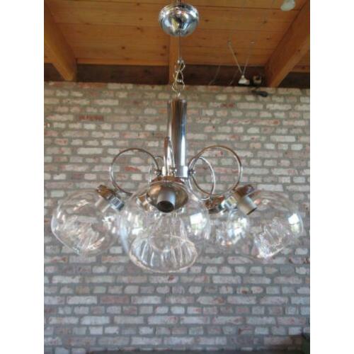 Vintage Mazzega Murano hanglamp Italy 1970s chroom 5 bollen