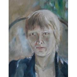 Fraai portret van Ben van Doorn uit 1983, olieverf board.