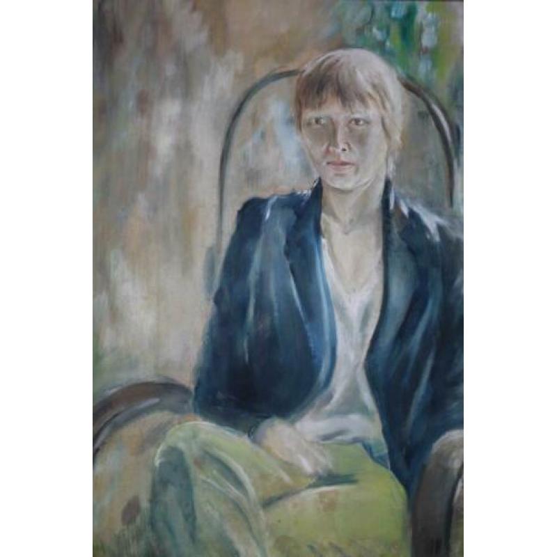 Fraai portret van Ben van Doorn uit 1983, olieverf board.
