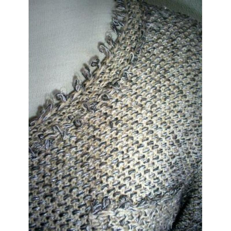katoenen bouclé MONARI vest / jasje mt. 38 met franjes