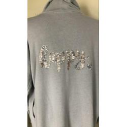 Cotton vest grijsblauw happy op achterkant maat L/XL