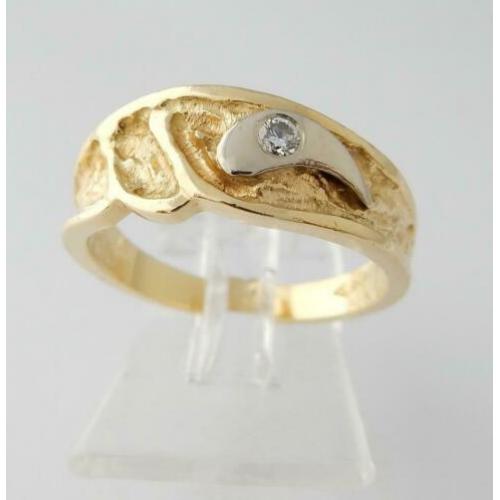 18 karaat Gouden Design Ring grote Briljant M 16.5