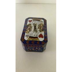 Vintage kaartendoos voor 2 sets speelkaarten 10x 6,5 cm,