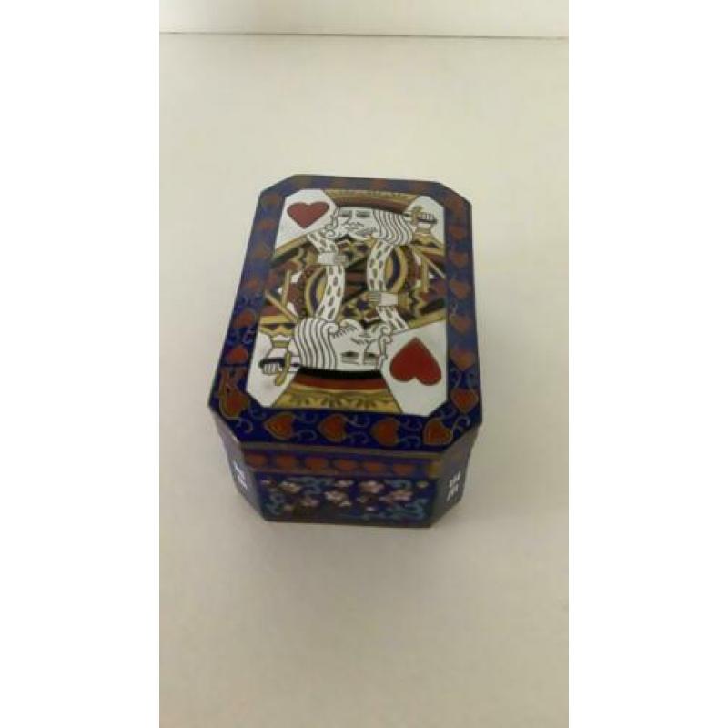 Vintage kaartendoos voor 2 sets speelkaarten 10x 6,5 cm,