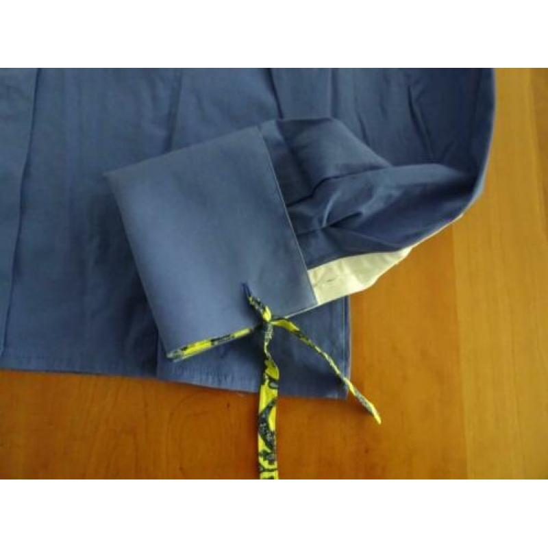 NAN kobalt blauwe blouse met geel en wit afgezet