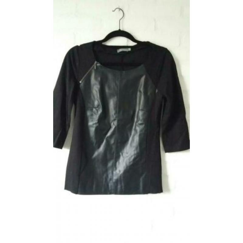 Leerlook top shirt longsleeve Geisha mt 36 / S. Zgan