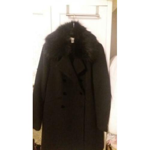 H&m dames mantel mt 44 zwart nieuw!