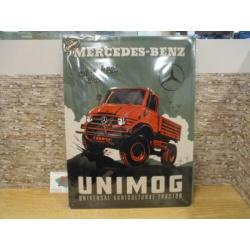 metalen bord 30x40 cm mercedes-benz unimog, john deere, bmw