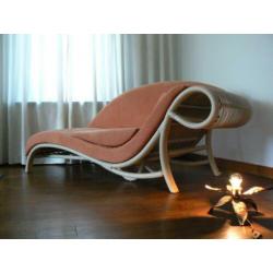 Fraaie Vintage Rotan Daybed Ligbank Sofa Bank 80/90