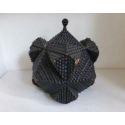Tramp Art antieke houten cubistische doos