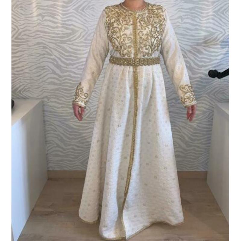 Mooie goud/beige caftan/takshita maat 38/40/42