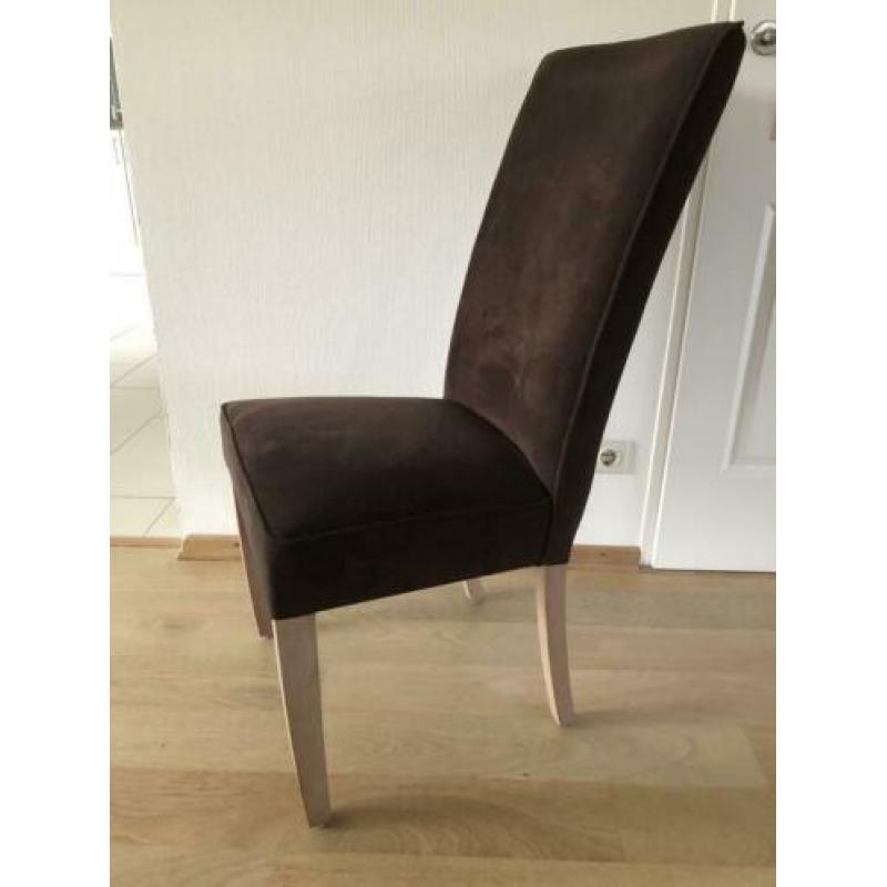 8 eetkamerstoelen 4x bruin + 4x zandkleur