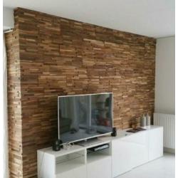 Teakhouten plakstrips. TRENDY, stoer, snel bevestigd!