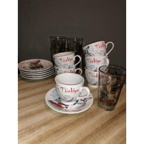Turkse kop en schotel set (6x)