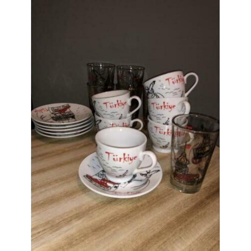 Turkse kop en schotel set (6x)