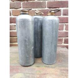 Drie verzinkte warmwater kruiken, Brocante, Vintage.