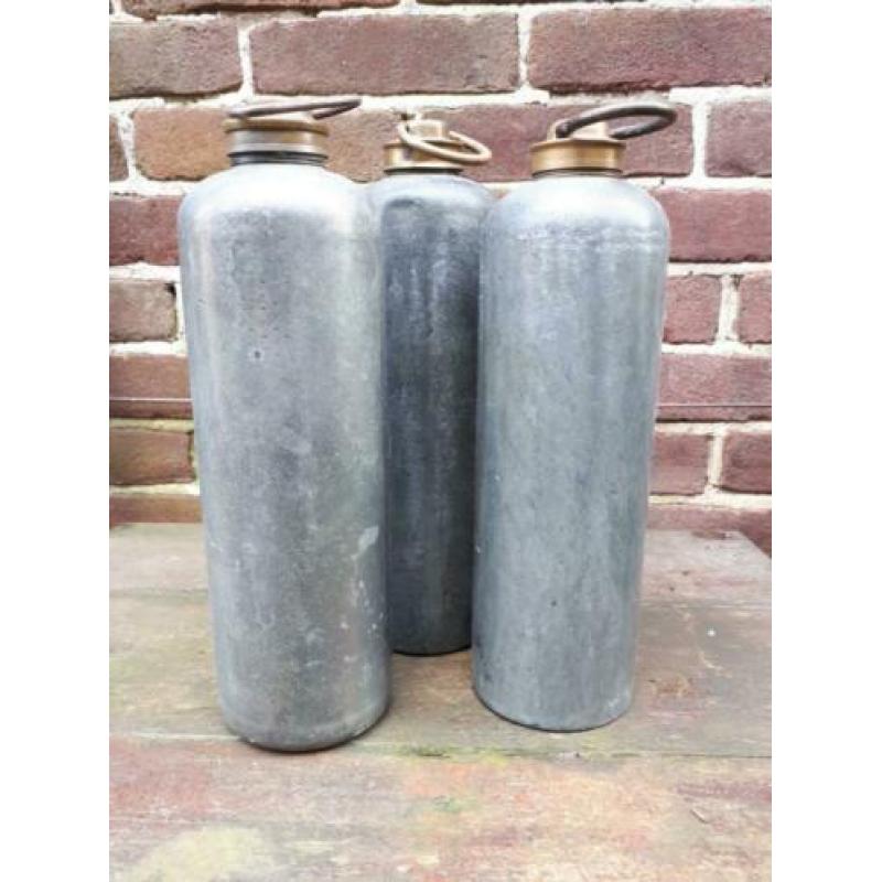 Drie verzinkte warmwater kruiken, Brocante, Vintage.