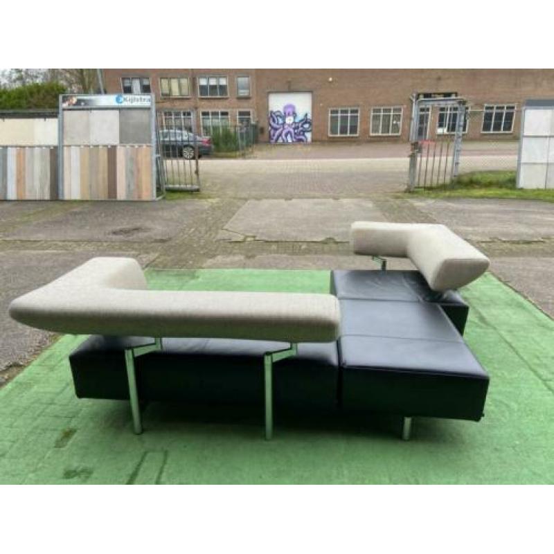 COR ARTHE verstelbaar zwart design leren bankstel met hocker