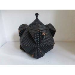 Tramp Art antieke houten cubistische doos