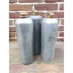 Drie verzinkte warmwater kruiken, Brocante, Vintage.