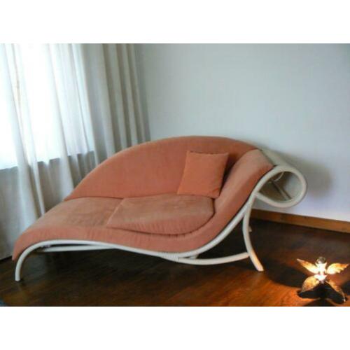 Fraaie Vintage Rotan Daybed Ligbank Sofa Bank 80/90