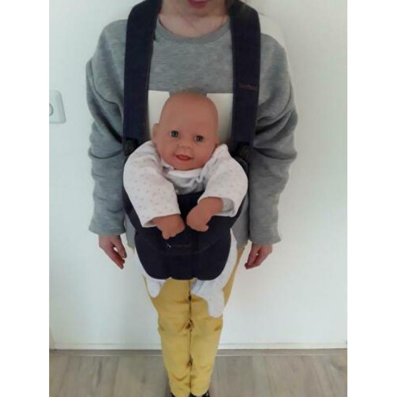 Babydraagzak, merk babybjörn, denim stof.