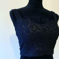 Zwarte vintage glitter top