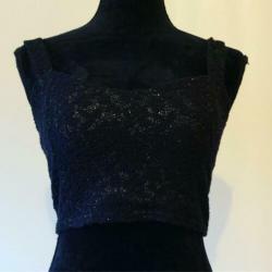 Zwarte vintage glitter top