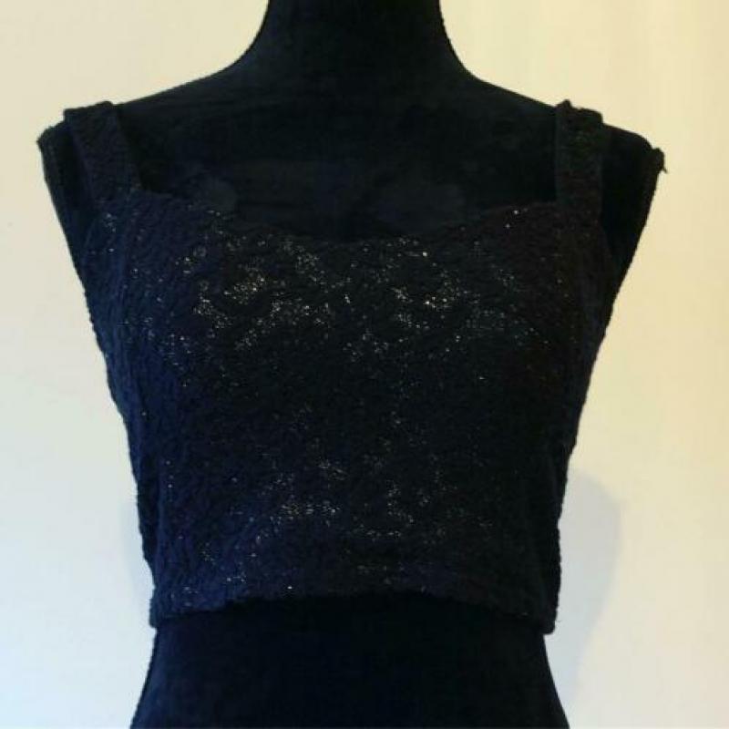 Zwarte vintage glitter top