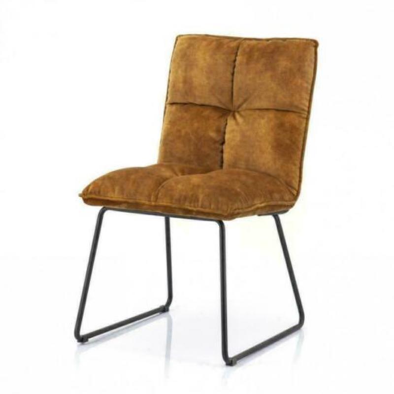 Stoel in fluweelzachte stof of lederlook, met metaal, ± 48br