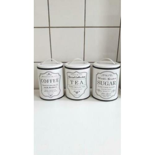Nieuw 3 koffie thee suiker blikken