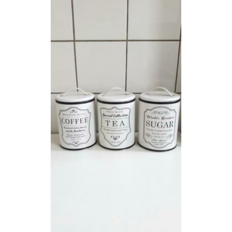 Nieuw 3 koffie thee suiker blikken