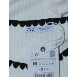 ZARA ribbel trui M zwarte accenten nieuw