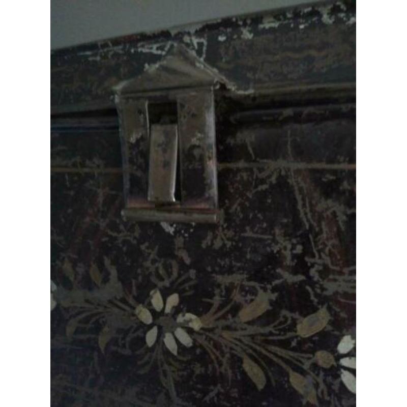 Stoere oude brocante metalen trommel blik 31x22x21cm Etage3