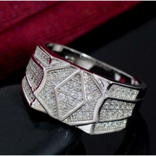 Zirkonen 925 sterling zilveren heren ring N 10