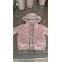 Bijna gratis dikke hoodi vest roze hema teddy gevoerd 98/104
