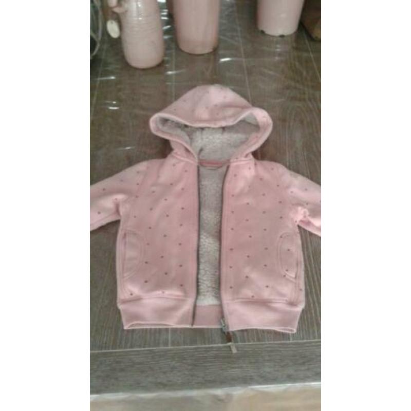 Bijna gratis dikke hoodi vest roze hema teddy gevoerd 98/104