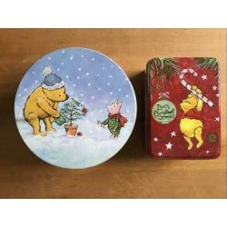 2 blikken Winnie the Pooh kerst koektrommel - blik - trommel