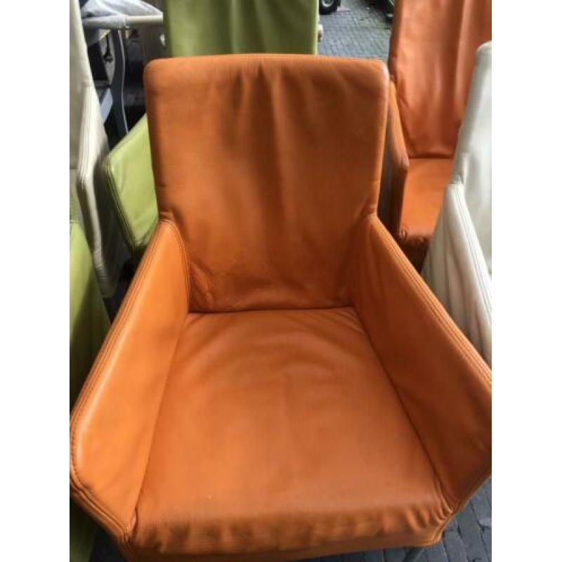 Leren eetkamerstoelen 6 stuks