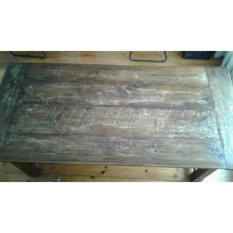 Koloniale eettafel met lade 200Lx90Bx75H