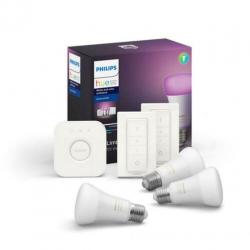 Hue Starterkit E27 color, met 3lampen, bridge en 2 dimmers