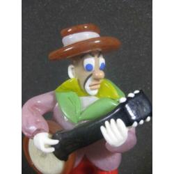 Glazen beeld clown met banjo